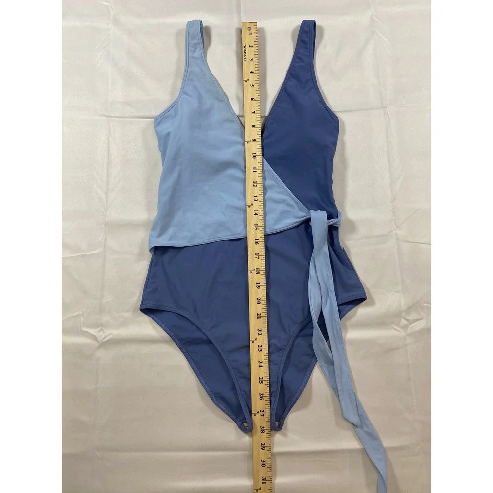 Summersalt The Perfect Wrap One Piece Swimsuit Blue Colorblock Size 6 Long 6LT - Picture 5 of 8